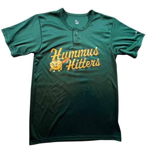 Alleson Athletic Other - Alleson Athletic Hummus Hitters Jersey Mens Small Green Henley Softball Shirt